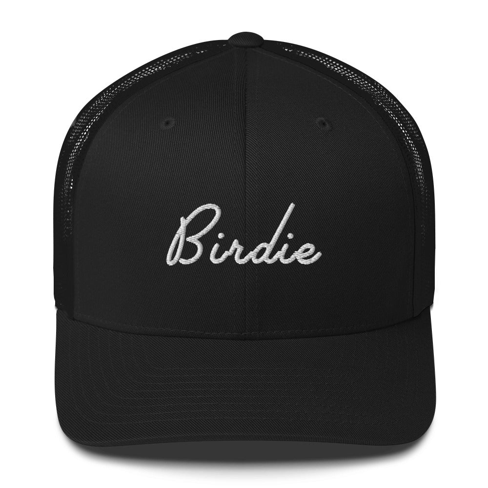 Golf Birdie White Embroidered Adult Trucker Hat