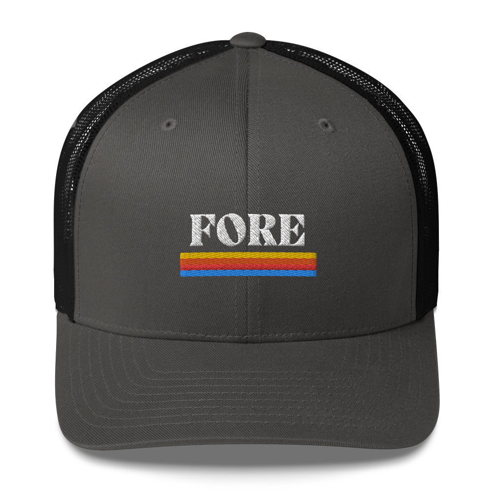 Golf FORE Embroidered Adult Trucker Cap