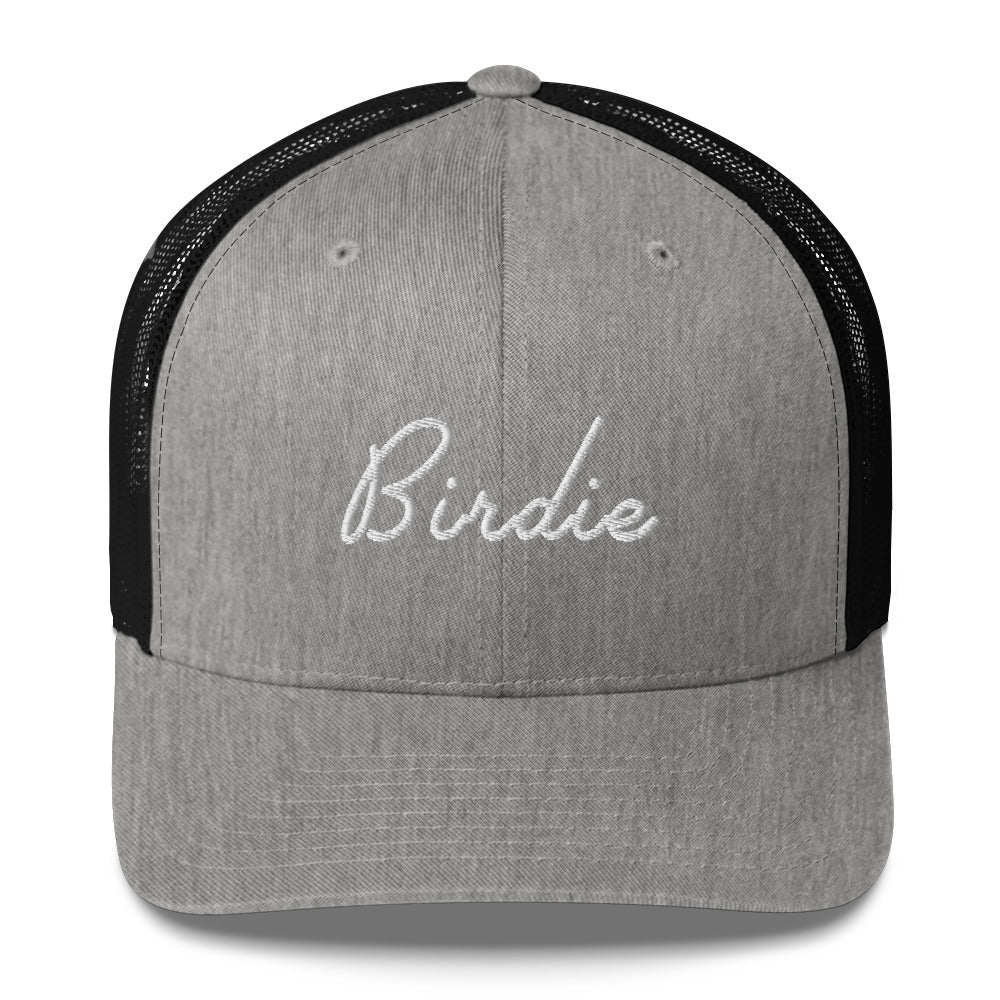 Golf Birdie White Embroidered Adult Trucker Hat