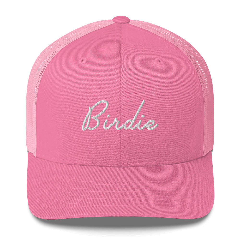 Golf Birdie White Embroidered Adult Trucker Hat