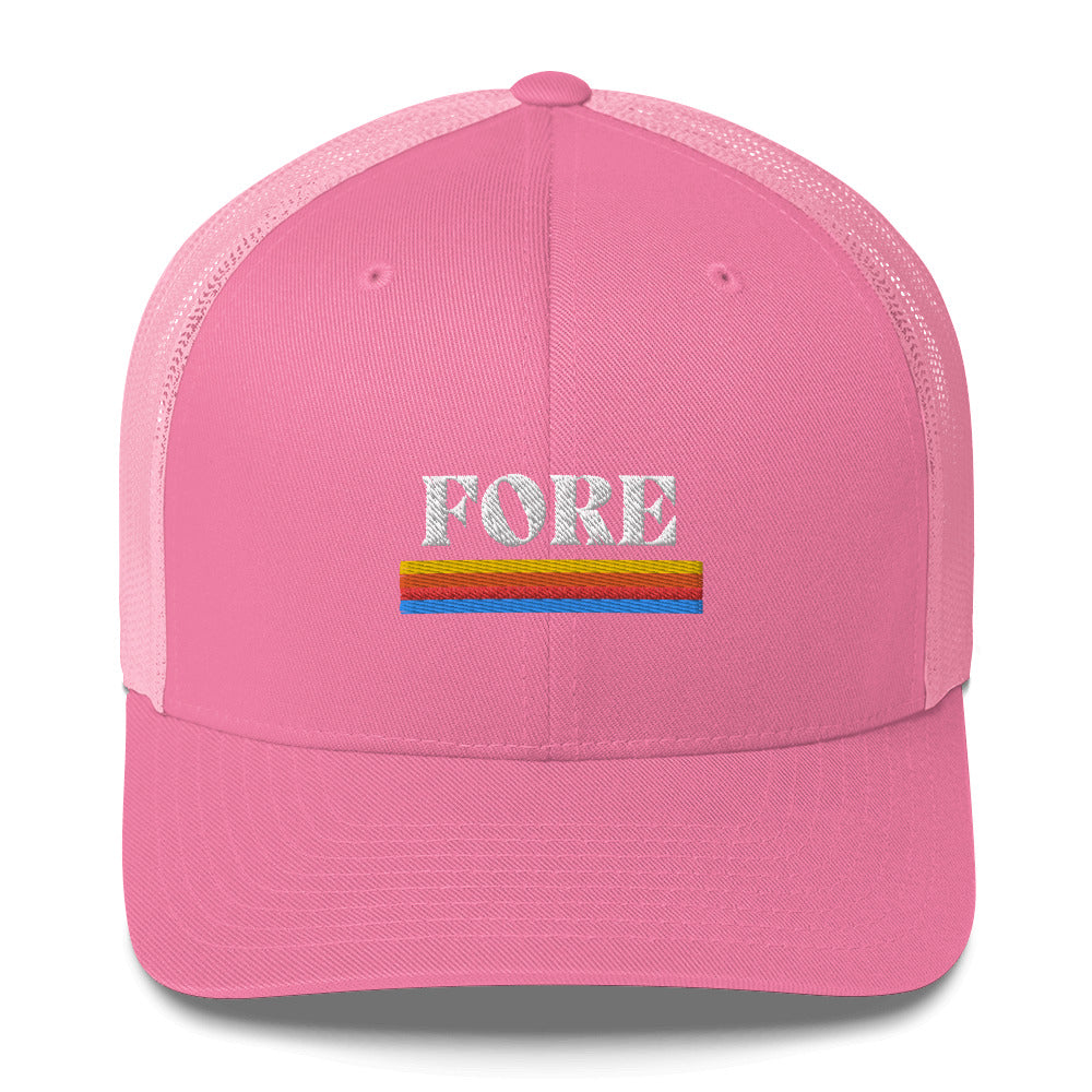 Golf FORE Embroidered Adult Trucker Cap