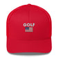 Golf USA Flag Embroidered Adult Trucker Cap